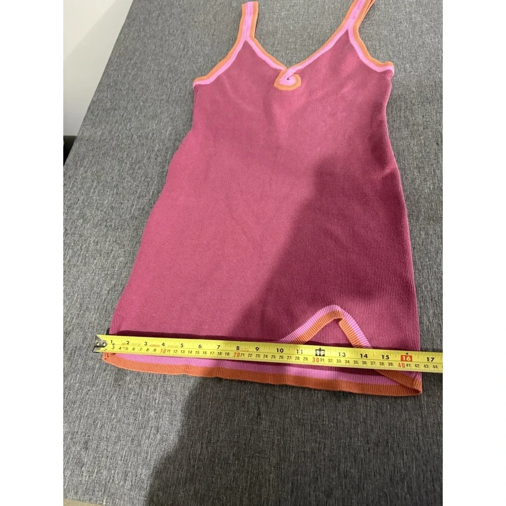 Free People Beach Pink Blair Sweater Knit Mini Dress Sz L Vacation Coastal
